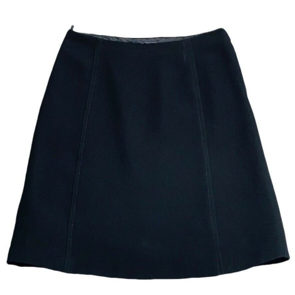 Prada Solid A-Line Panel Knee Length Wool Black W… - image 4